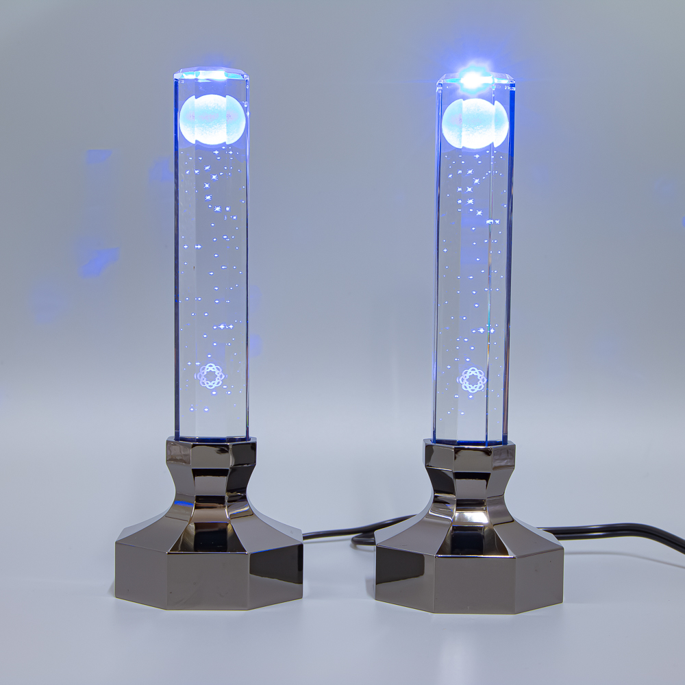 クリスタルキャンドル 大 26cm ブルー 月型 コンセント式 創価学会仏具